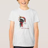 Christmas Black Cat Holiday トライブレンドTシャツ (正面)