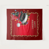 Christmas Black Cat Holiday Backdrop タペストリー (正面(横))