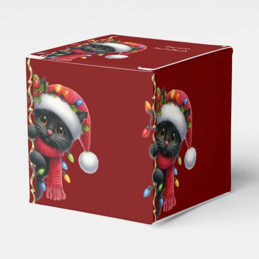 Christmas Black Cat Holiday Favor Box フェイバーボックス (正面サイド)