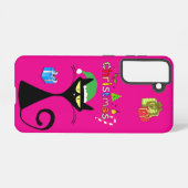 Christmas Black Cat Holiday Galaxy Case – Fuchsia Samsung Galaxyケース (裏面横)