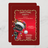 Christmas Black Cat Holiday Party Invitation 招待状 (正面/裏面)