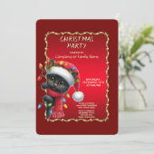 Christmas Black Cat Holiday Party Invitation 招待状 (スタンド正面)