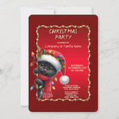 Christmas Black Cat Holiday Party Invitation 招待状 (正面)