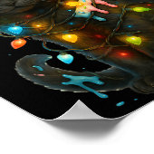 Christmas Black Cat Ice Cream Drip Santa Hat Cute ポスター (角)