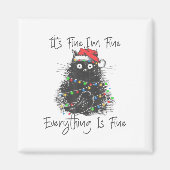 Christmas Black Cat It's Fine I'm Fine Everything  マグネット (正面)