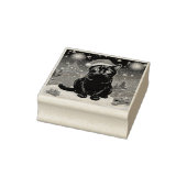 Christmas Black Cat - Santa Hat パーソナライズされた写真 ラバースタンプ (スタンプ)