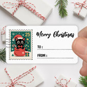 Christmas Black Cat Stamp Sticker Label ラベル
