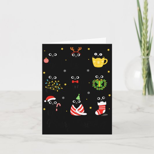 Christmas Black Cats Merry Christmas Cute Holiday  カード (正面)