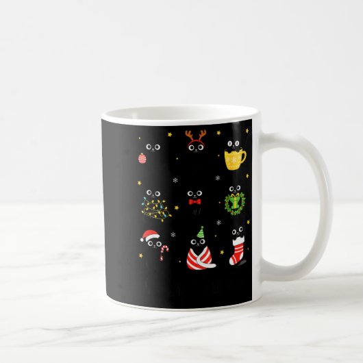 Christmas Black Cats Merry Christmas Cute Holiday  コーヒーマグカップ (右)