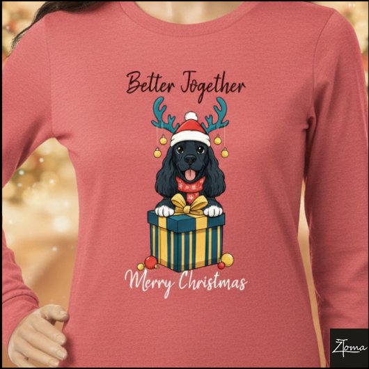Christmas Black Cocker Spaniel Gift Graphic トライブレンドＴシャツ