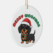 Christmas Black Dachshund Ornament: Merry Woofmas セラミックオーナメント (右)