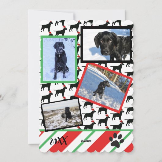 Christmas Black Lab Dogあなたの写真を追加 シーズンカード (裏面)