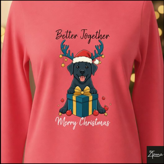 Christmas Black Labrador Gift Graphic Reindeer トライブレンドＴシャツ