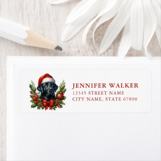 Christmas Black Labrador Retriever Address Labels ラベル (インサイチュ)