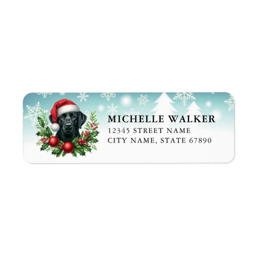 Christmas Black Labrador Retriever Address Labels ラベル (正面)