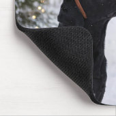 Christmas Black Labrador Retriever with Snowman マウスパッド (コーナー)