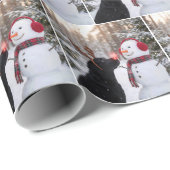 Christmas Black Labrador Retriever with Snowman ラッピングペーパー (ロールコーナー)