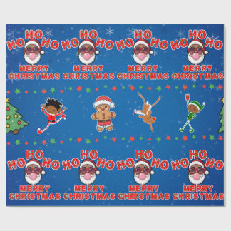 Christmas Black Santa Wrapping Paper ラッピングペーパー