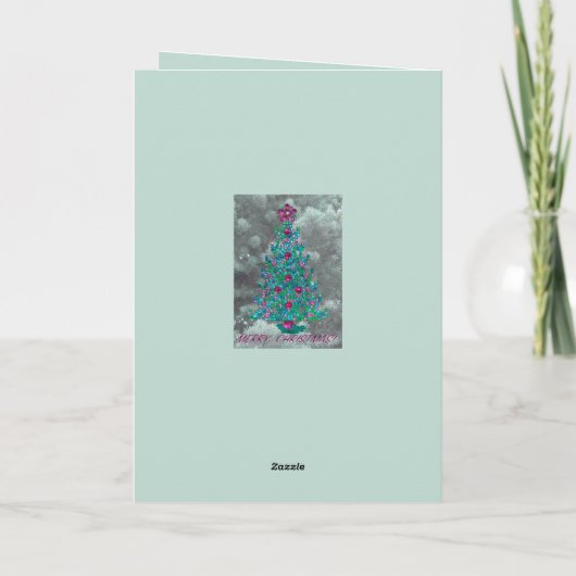 Christmas Blessing for year ahead with tree & gems カード (裏面)