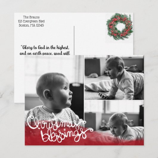 Christmas Blessings シーズンポストカード (正面/裏面)