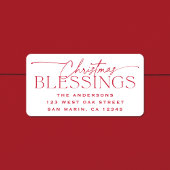 Christmas Blessings Elegant Holiday Return Address ラベル