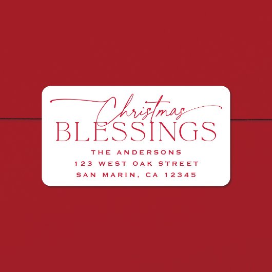 Christmas Blessings Elegant Holiday Return Address ラベル