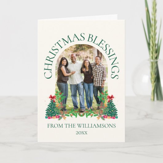 CHRISTMAS BLESSINGS Family Photo カード (正面)