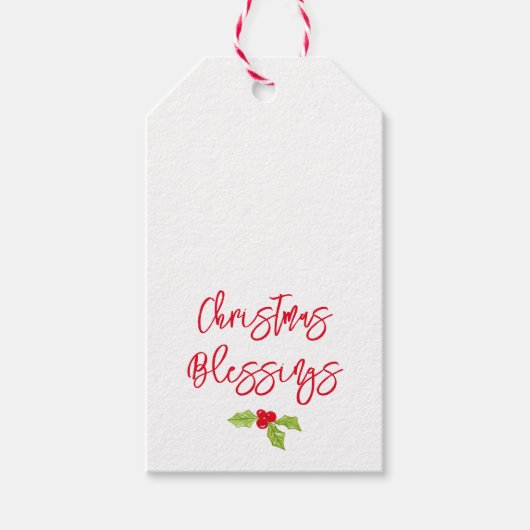 Christmas Blessings Holiday Joy Holly Merry ギフトタグ (正面)