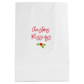 Christmas Blessings Holiday Joy Holly Merry  ミディアムペーパーバッグ (裏面)