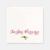 Christmas Blessings Holly Festive Holiday Faith スタンダードカクテルナプキン (正面)