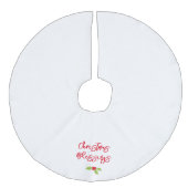Christmas Blessings Holly Festive Holiday Faith フェイクリネンツリースカート (正面)