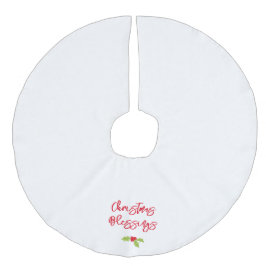 Christmas Blessings Holly Festive Holiday Faith フェイクリネンツリースカート