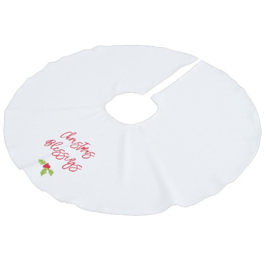 Christmas Blessings Holly Festive Holiday Faith フェイクリネンツリースカート (アングル)