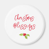 Christmas Blessings Holly Festive Holiday Faith マグネット (正面)