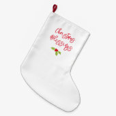 Christmas Blessings Holly Festive Holiday Faith ラージクリスマスストッキング (正面 (吊り時))