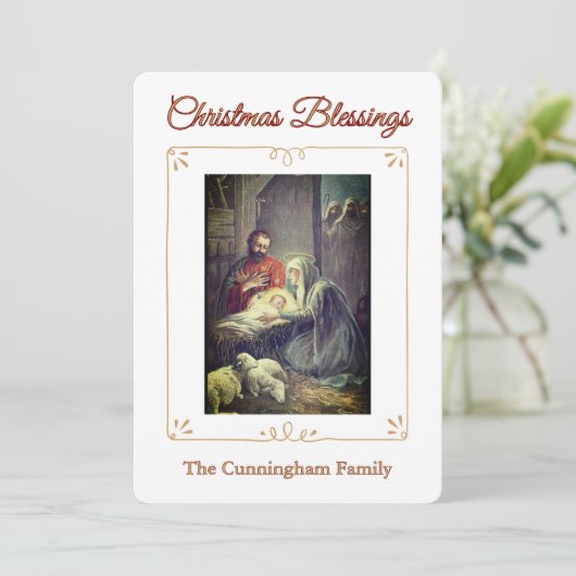 Christmas Blessings Nativity Scene Flat Card シーズンカード (スタンド正面)