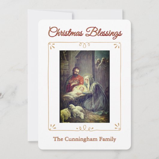 Christmas Blessings Nativity Scene Flat Card シーズンカード (正面)