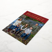 Christmas Blessings Photo Cross Script Faith Red 箔シーズンカード (回転した状態)