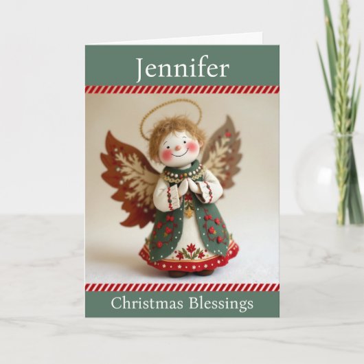 Christmas Blessings Sweet Angel w Recipient's Name カード (正面)