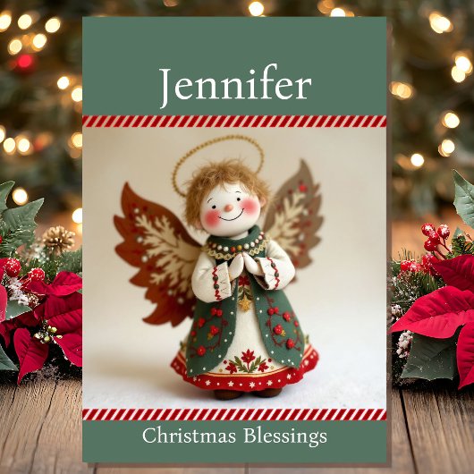 Christmas Blessings Sweet Angel w Recipient's Name カード