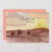 Christmas Blessings Three Wise Men Camels Desert シーズンカード (正面/裏面)