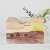 Christmas Blessings Three Wise Men Camels Desert シーズンカード (スタンド正面)