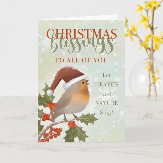 Christmas Blessings To All Heaven and Nature Sing カード (黄色い花)