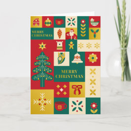 Christmas block pattern bauhaus style カード