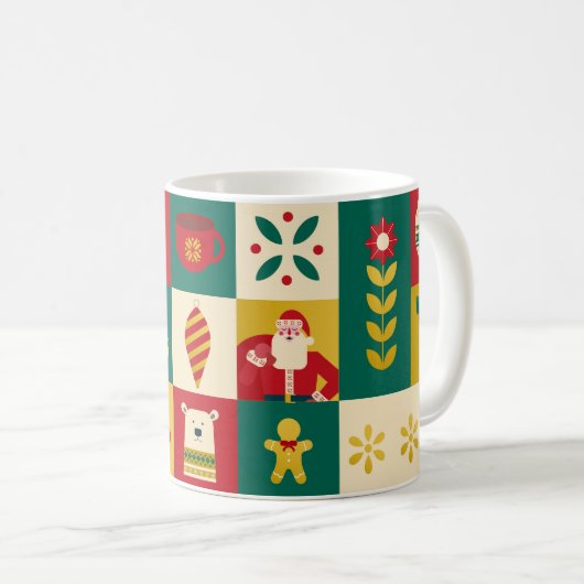 Christmas block pattern bauhaus style コーヒーマグカップ (正面右)