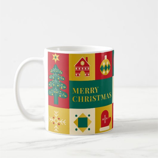 Christmas block pattern bauhaus style コーヒーマグカップ (左)