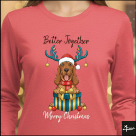 Christmas Bloodhound Reindeer Scarf Gift Graphic トライブレンドＴシャツ