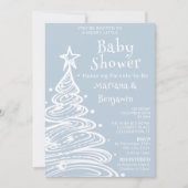 Christmas Blue Boy Couples Baby Shower 招待状 (正面)