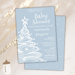 Christmas Blue Boy Couples Baby Shower 招待状
