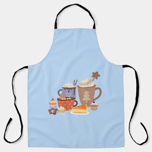 christmas blue coffe style  エプロン (正面)